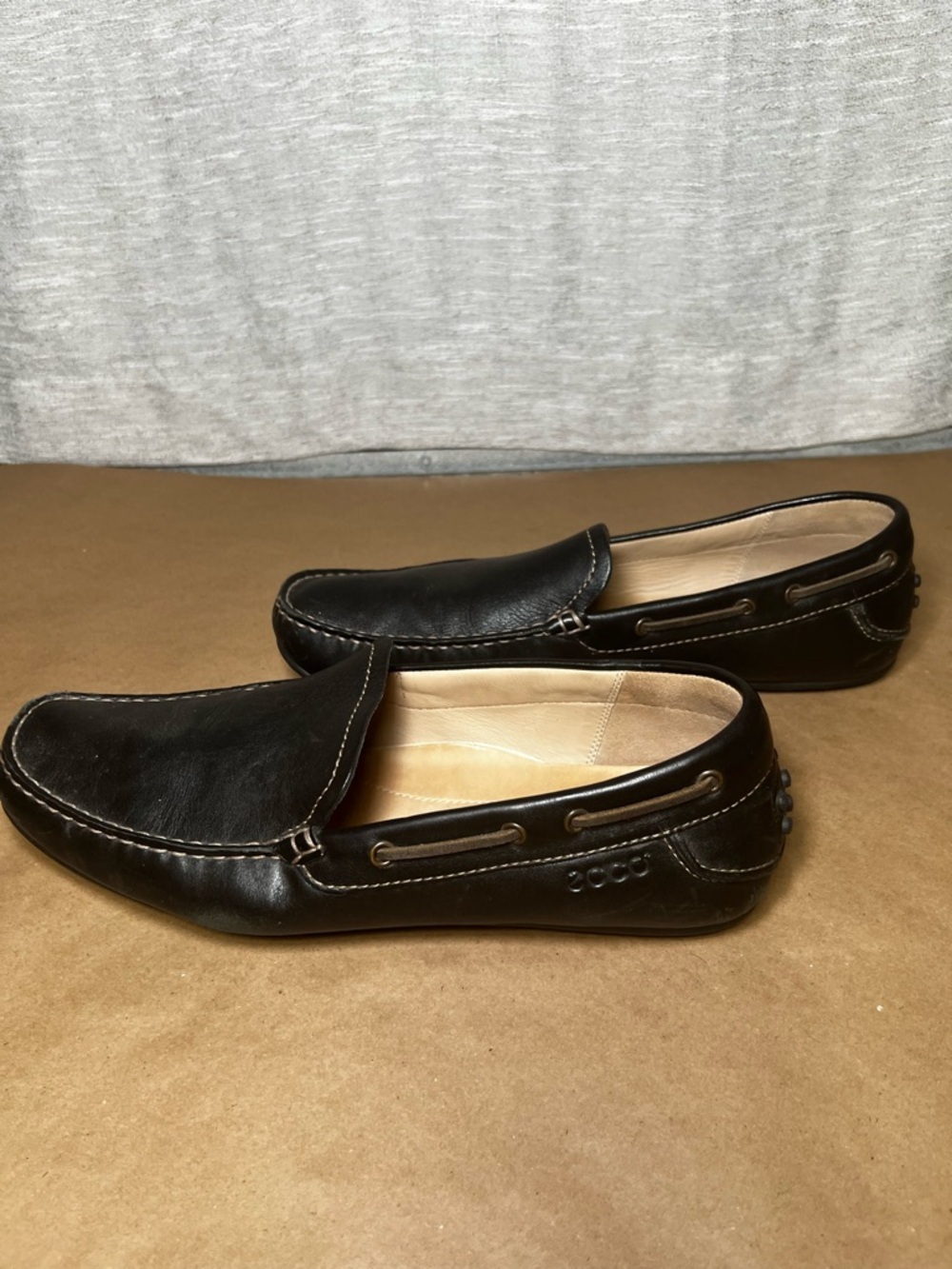 ECCO Men’s Black Leather Driving Loafers Moccasins Slip On Shoes EU 47 US 13 - Picture 9 of 16